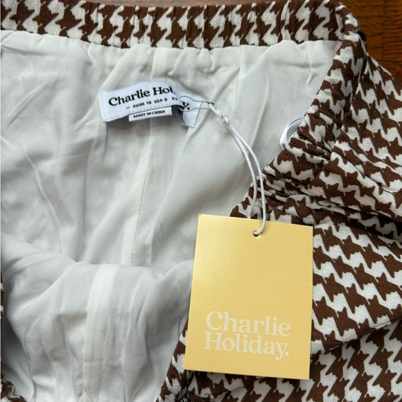 Anthropology Charlie Holiday Lola Chocolate Houndstooth Pants S - Picture 11 of 12